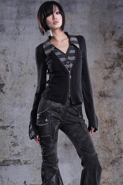 Slim Fit V-Neck Pullover Knit Top