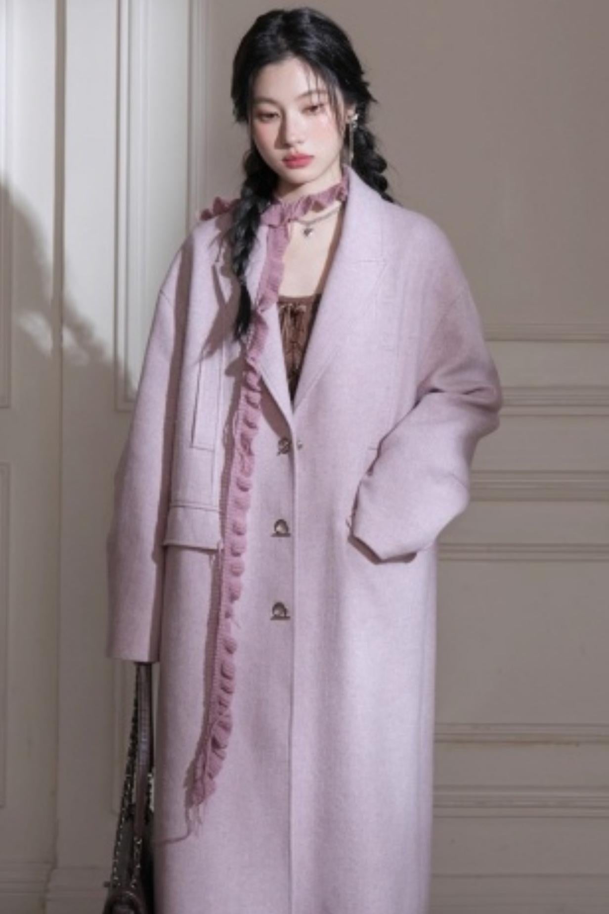 Teaberry Herringbone Tweed Coat