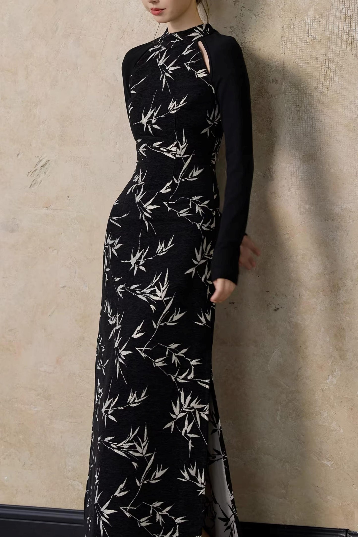 Bamboo Leaf Cheongsam Dress
