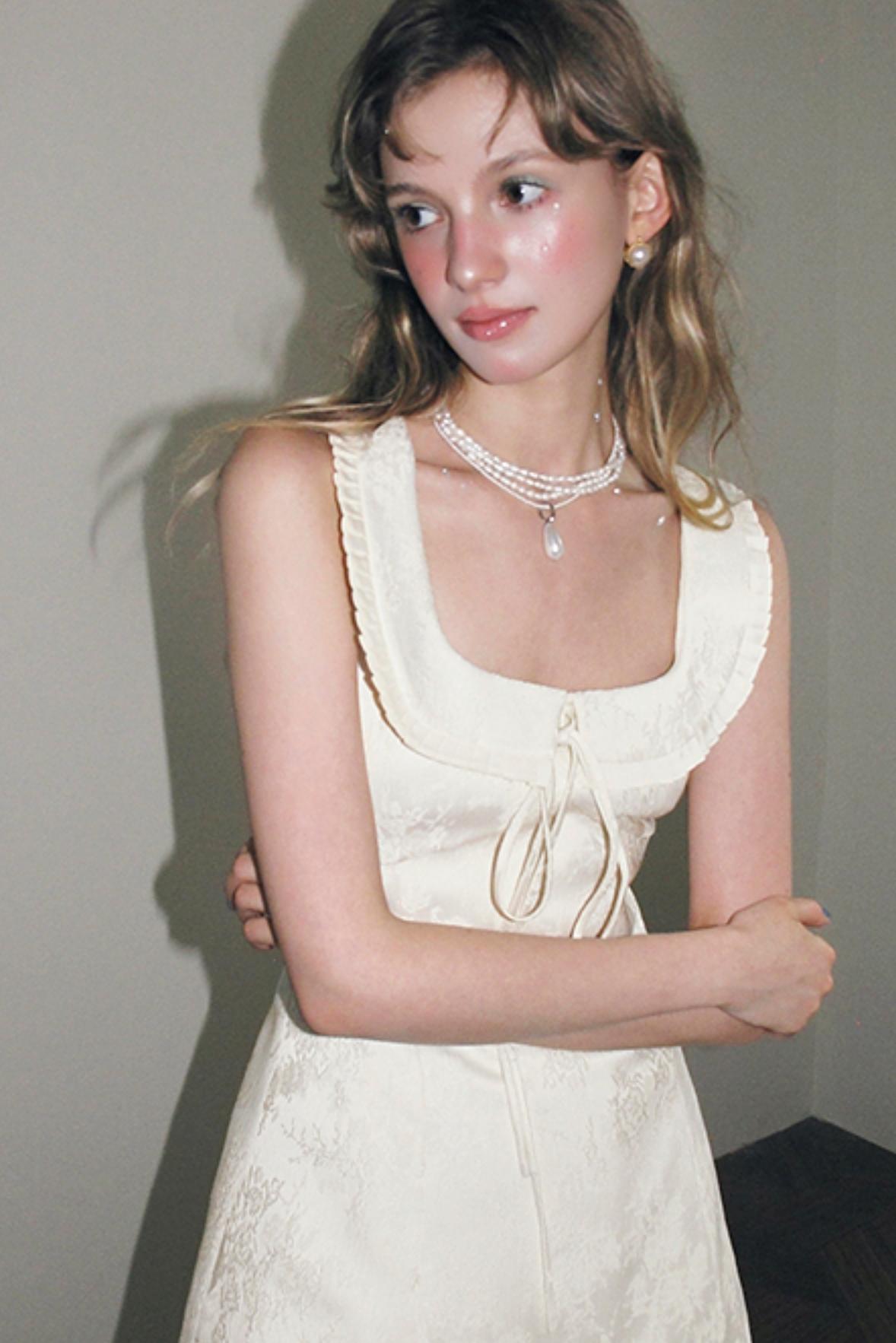 Beige A-line Mini Dress Set