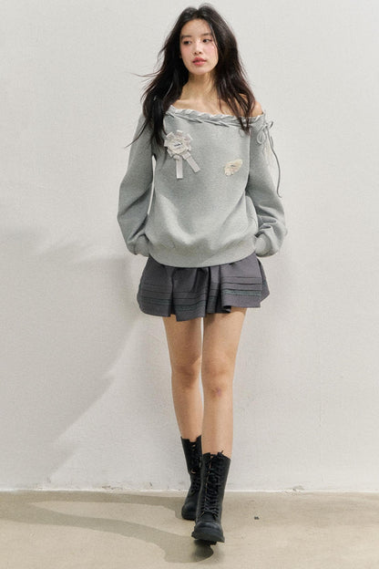 Gray Sloping Shoulder Sweatshirt