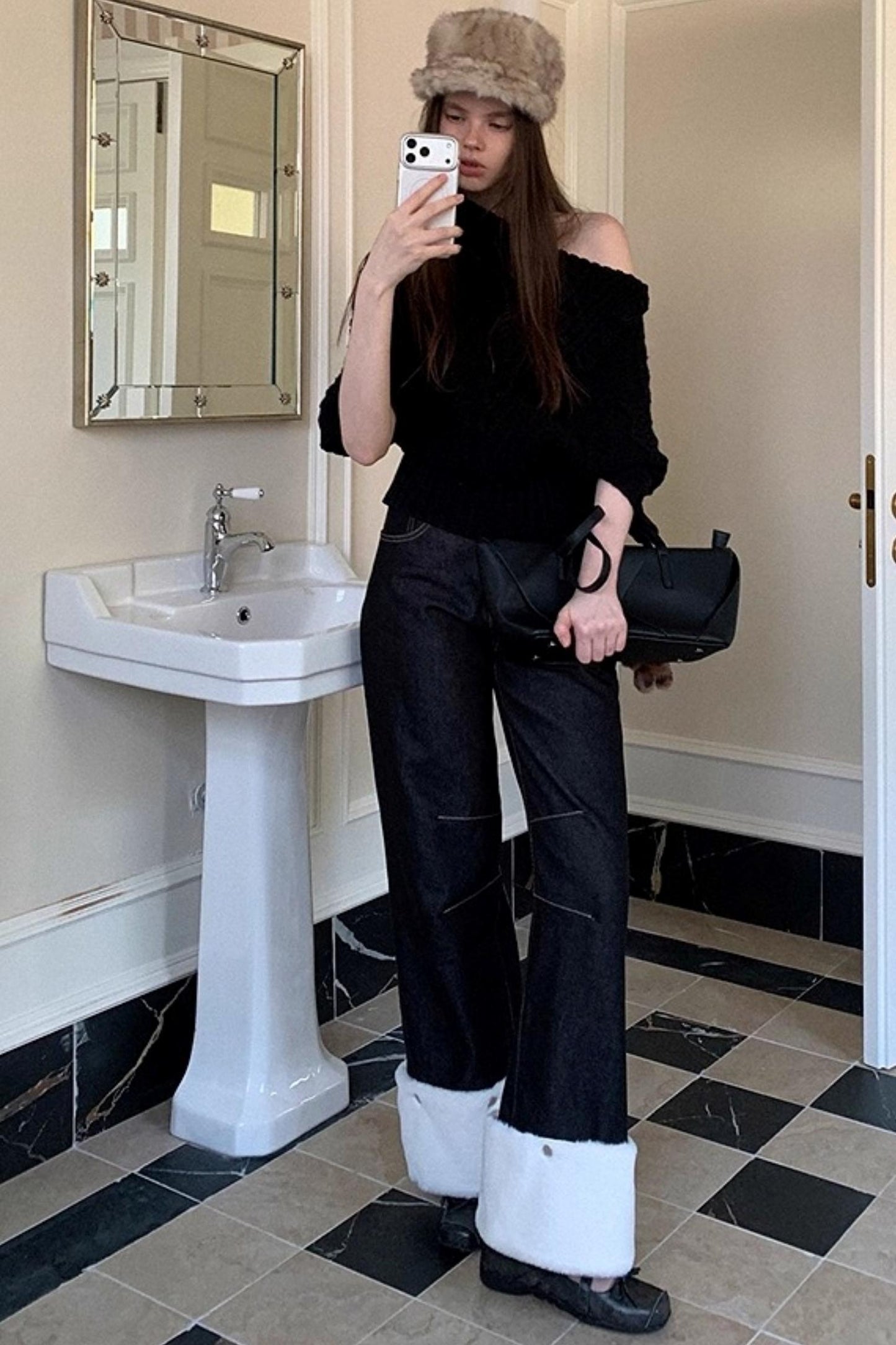 Black Eco-Friendly Frayed Hem Jeans