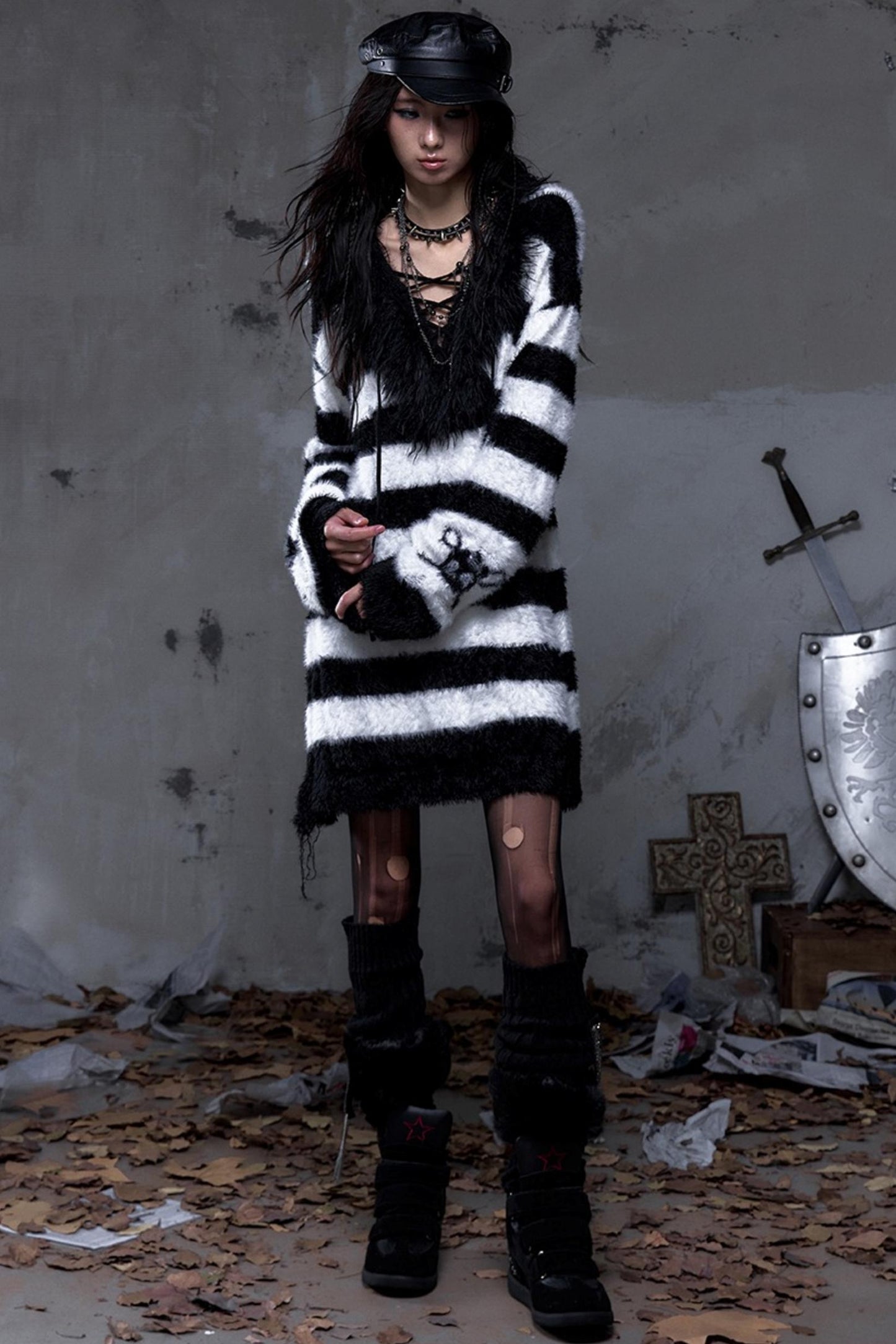 Vintage Street Punk Long Sweater