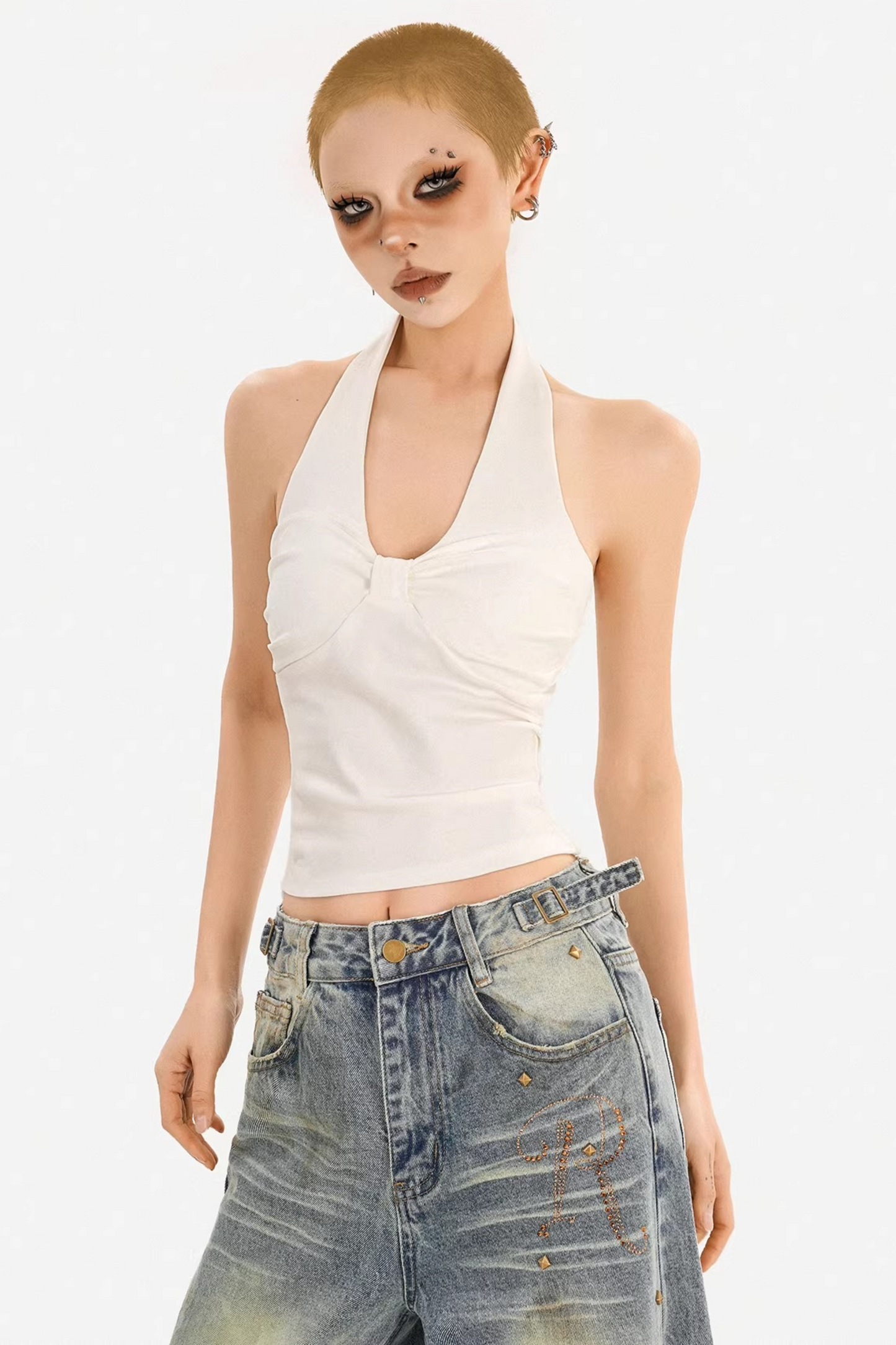 Backless Halter Suspender Top