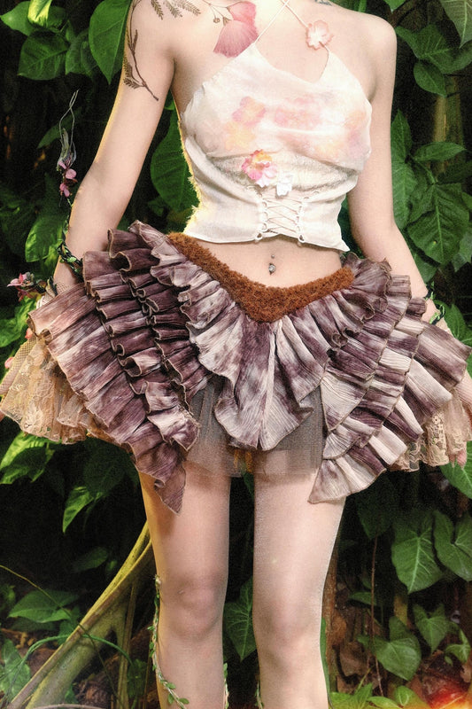 Elf Chiffon Pleated Short Skirt