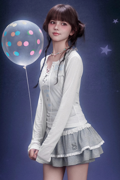 Grey Cake Pants Skirt