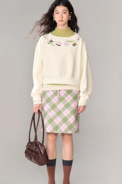 Tulip Embroidery Cloud Sweater