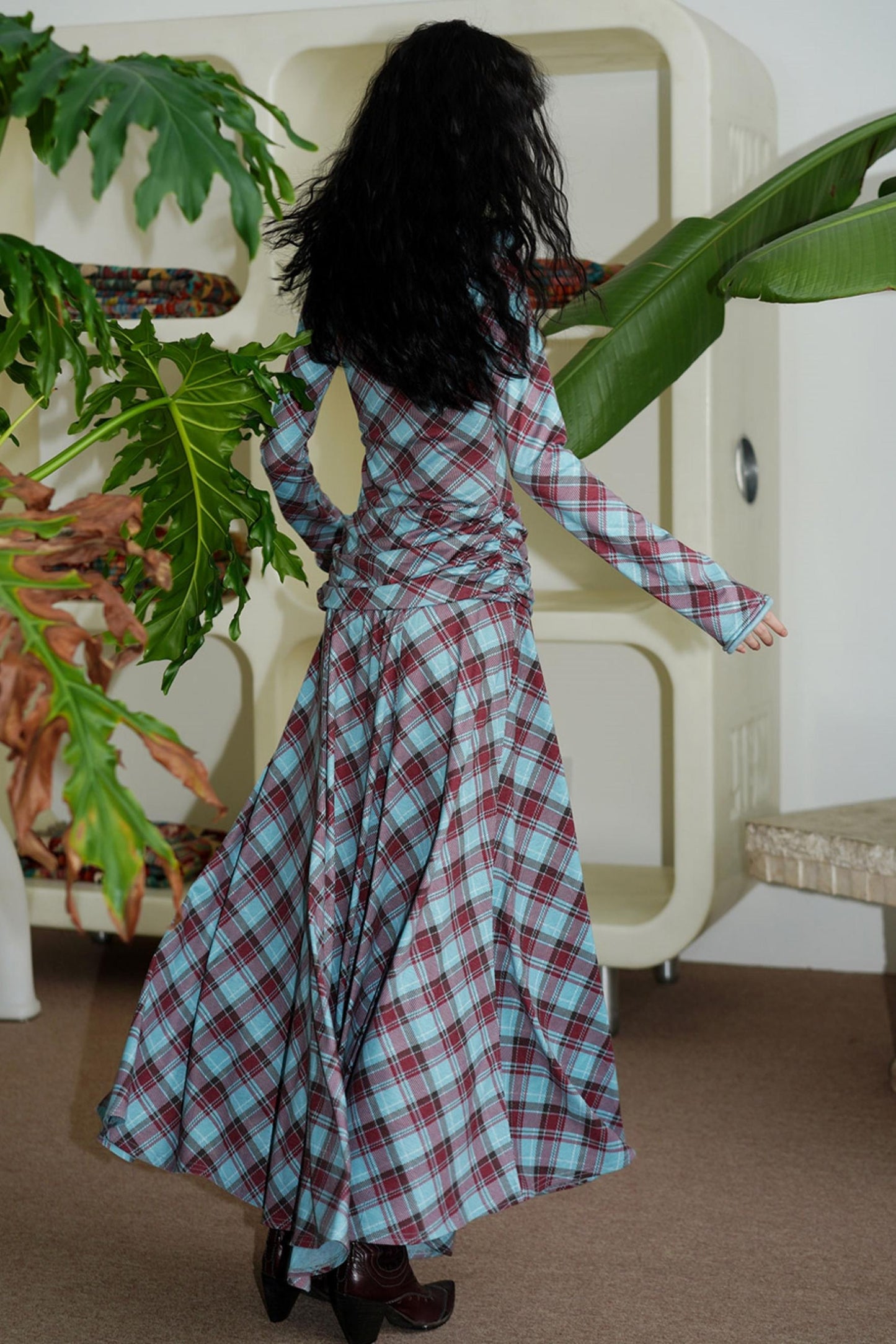 Vintage Check Slim Dress