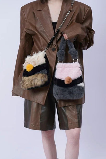 Wild Furry Color-Block Bag