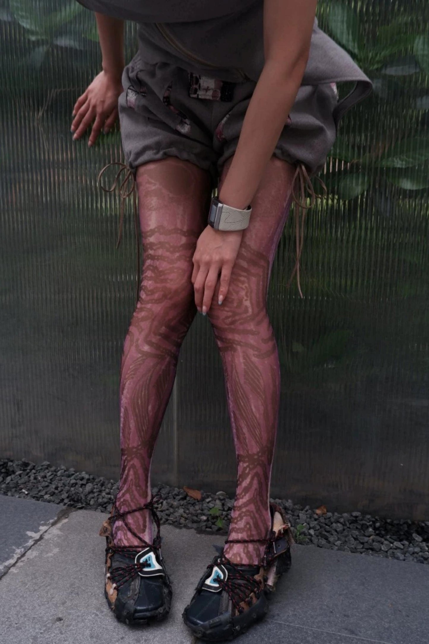 Hand-Painted Purple Stockings