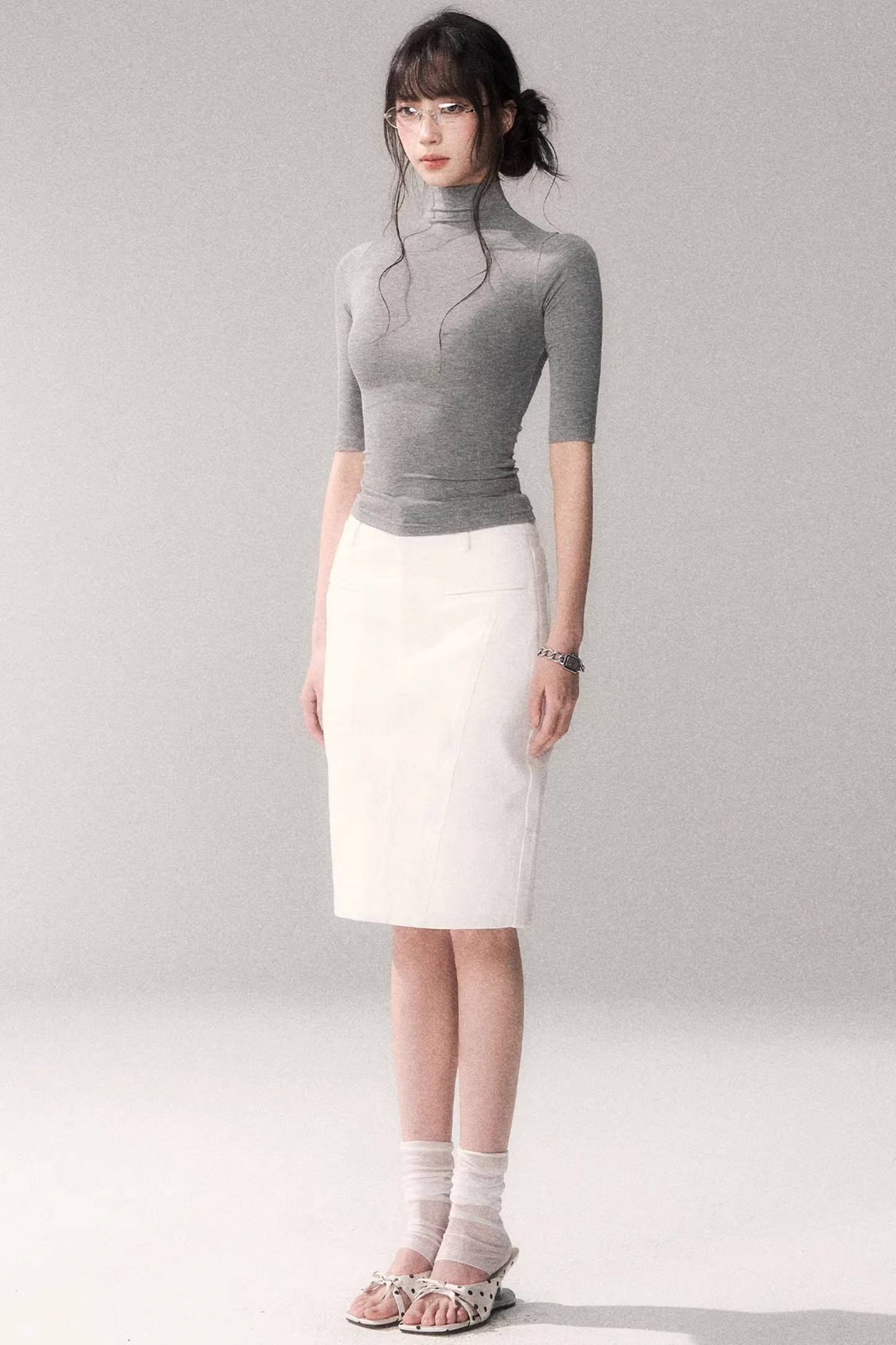 Retro Mid-Sleeve Slim Top