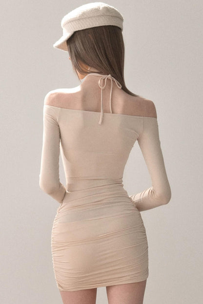 Elastic Off-Shoulder Bodycon Dress