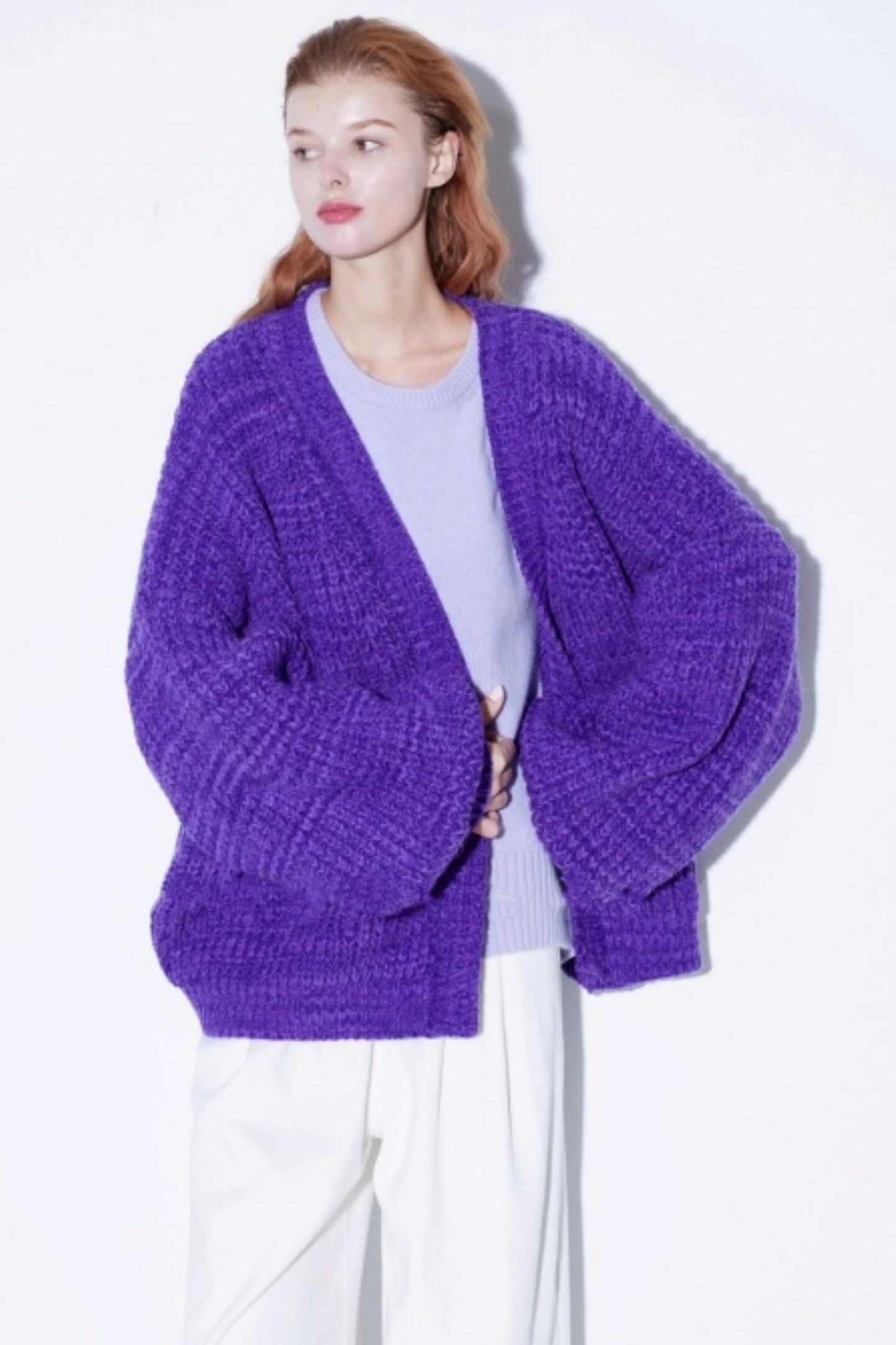 Heavyweight Two-Tone Lantern Cardigan
