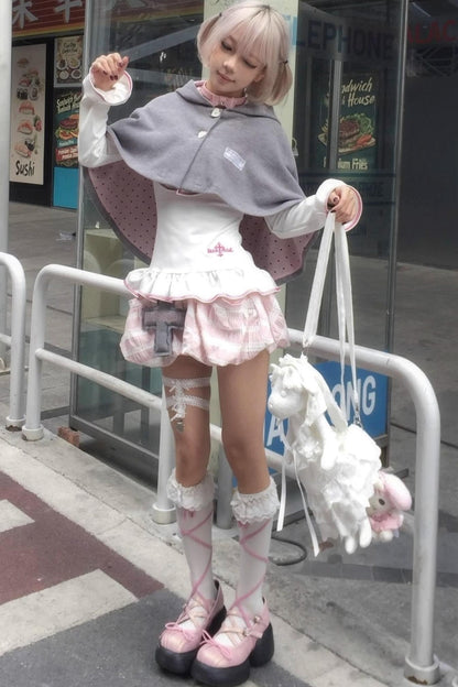 Cute Gray-Pink Cat Ears Hooded Coat