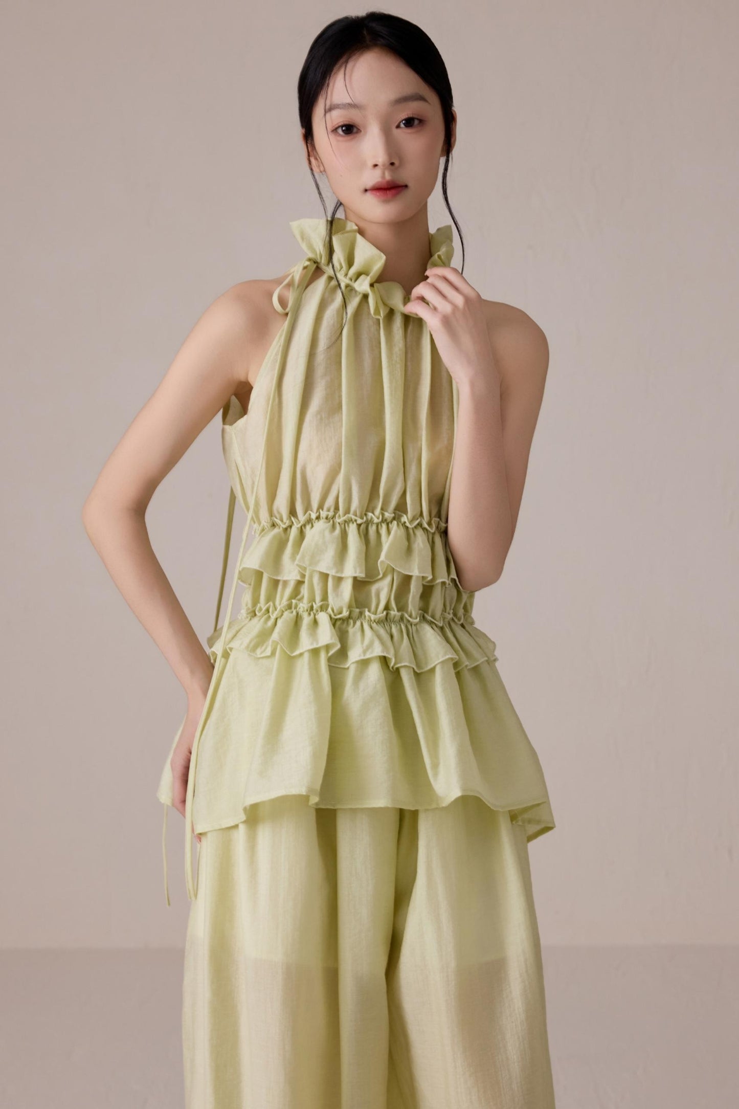 Ruffled Summer Top Pants Set-Up