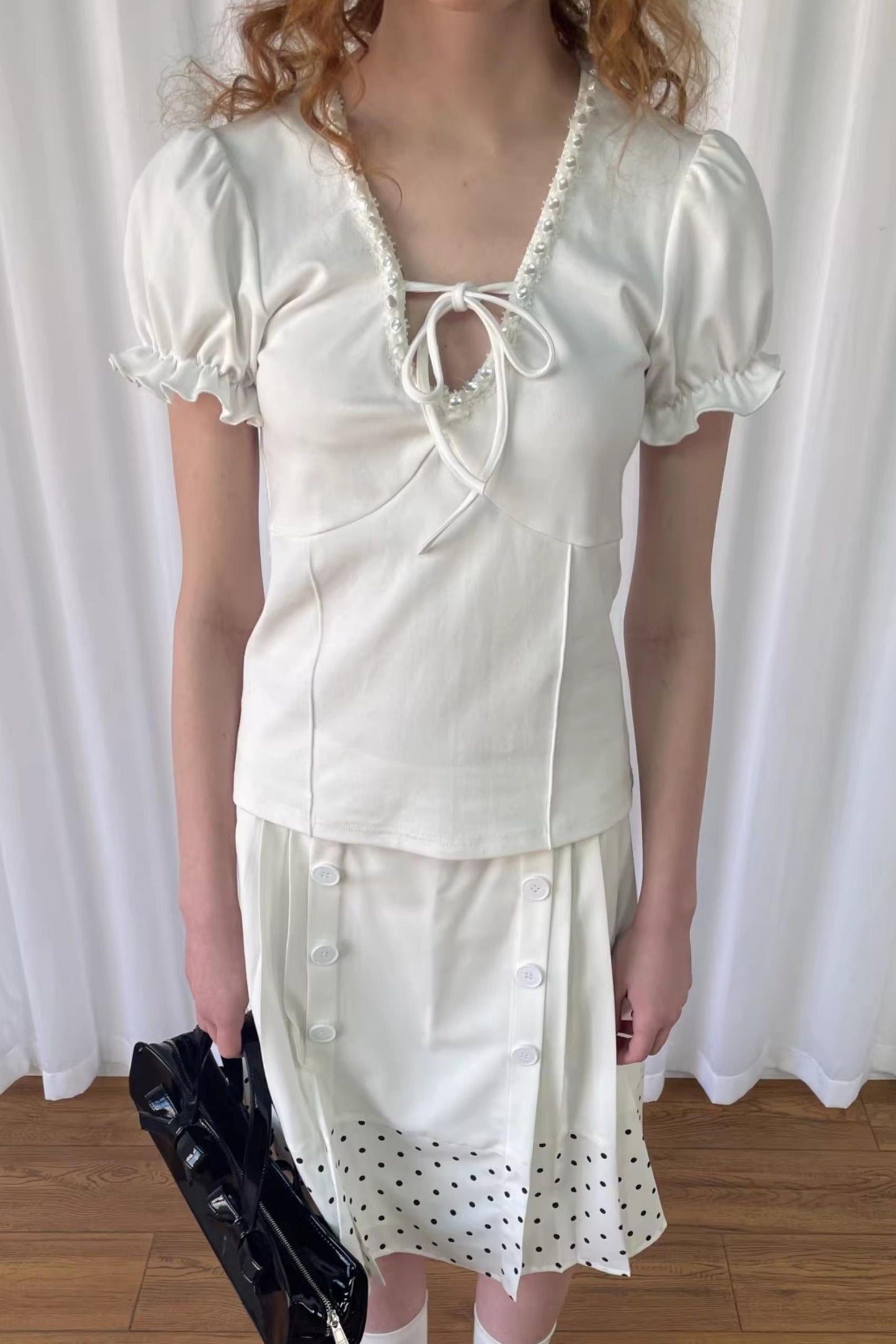 Slimming Tie-Neck Knit Top