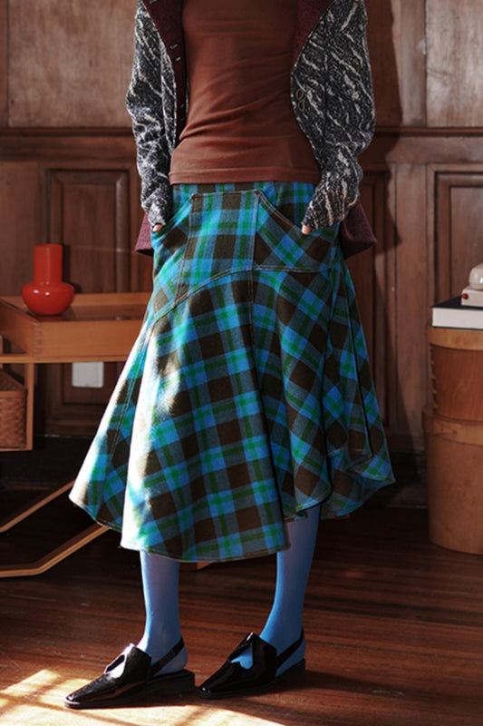 Vintage Check Wool-Blend Skirt