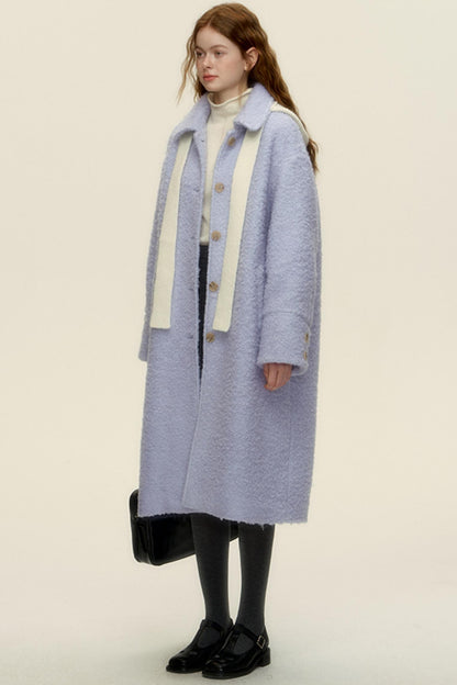 Gray Blue Woolen Hoop Coat