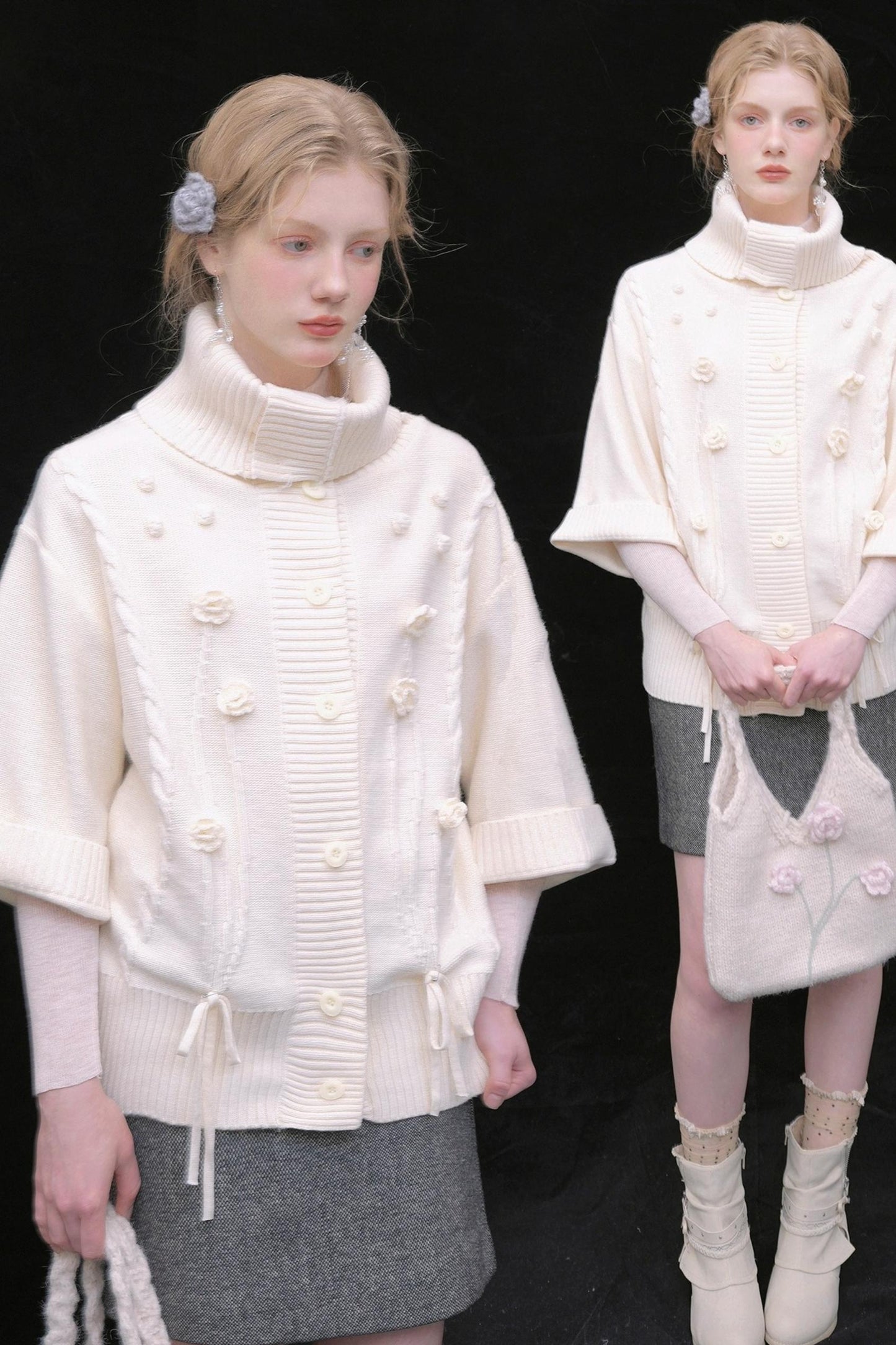 Reversible Merino Wool Cape Sweater