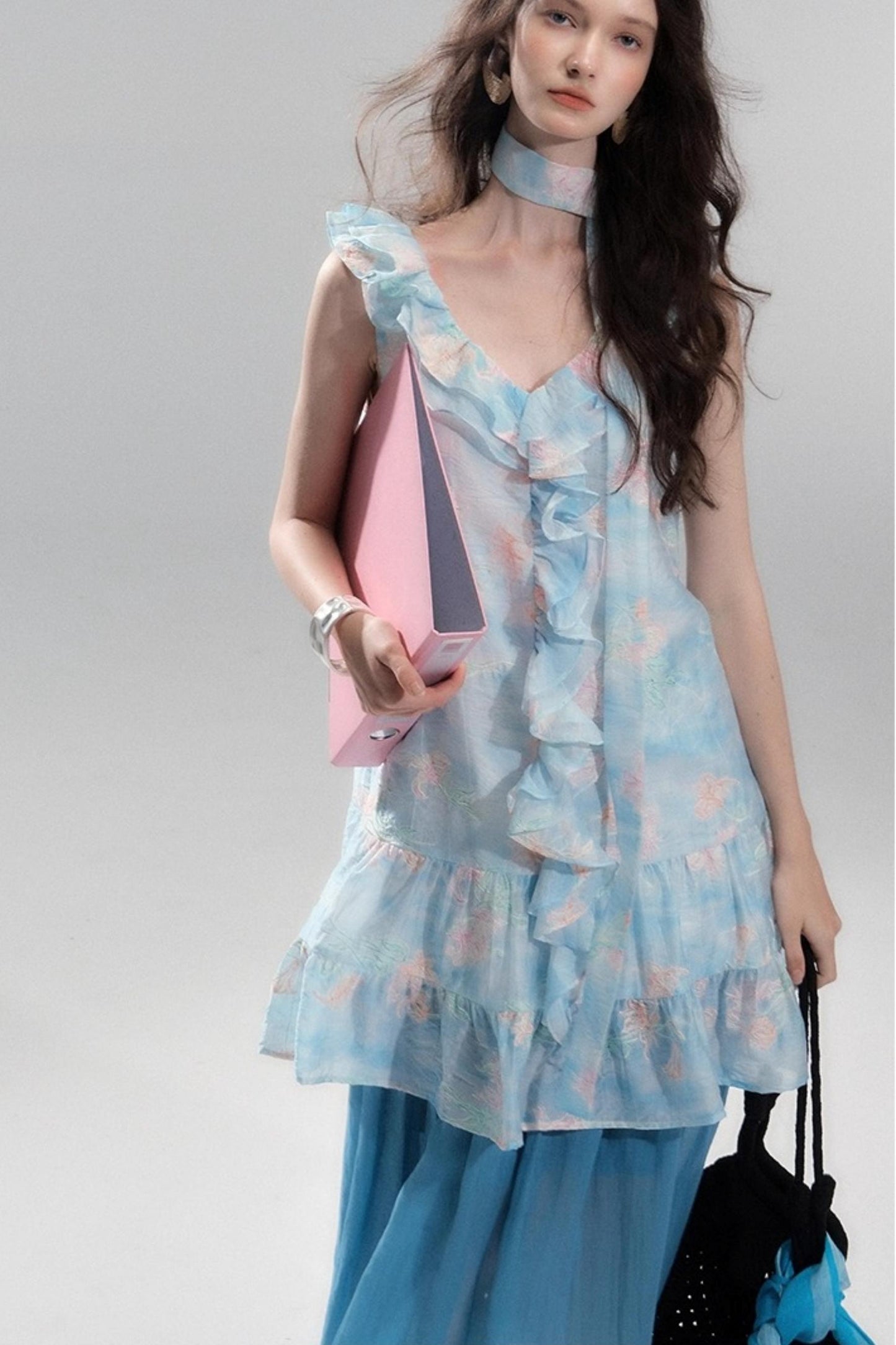 Sea Glass Tencel Ruffle Crop Dress Set-Up