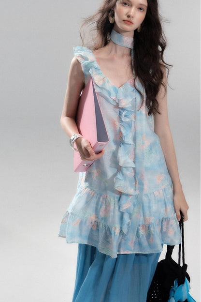 Sea Glass Tencel Ruffle Crop Dress Set-Up