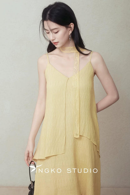 Yellow Patchwork Slip Dress