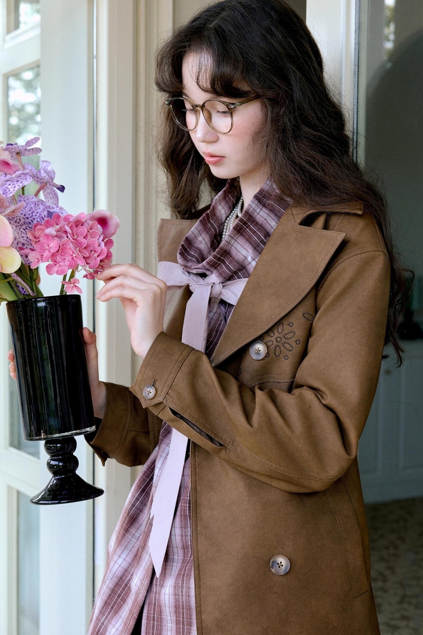 Vintage Blended Leather Carved Jacket