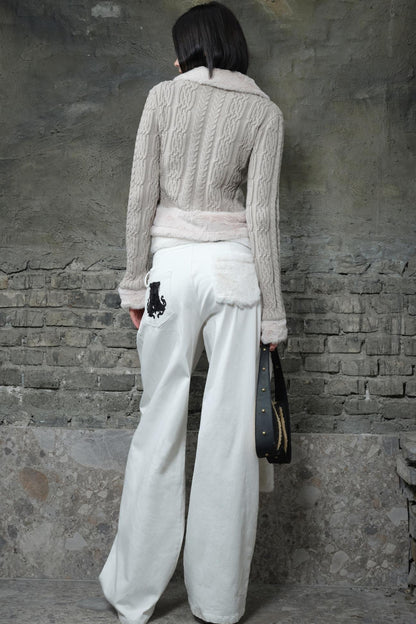 Fitted Wool Two-Tone Sweater Top