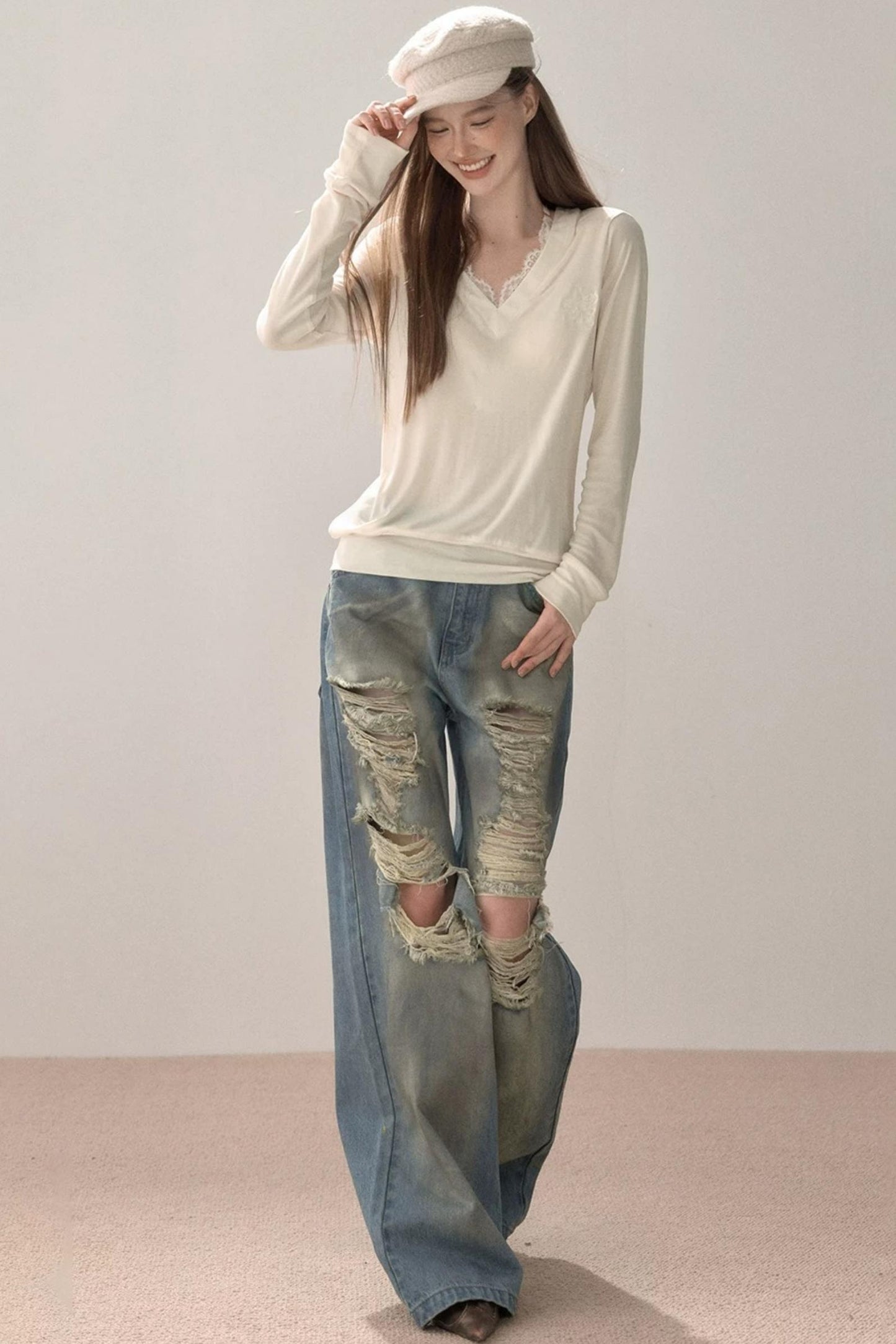 Vintage Gradient Ripped Jeans