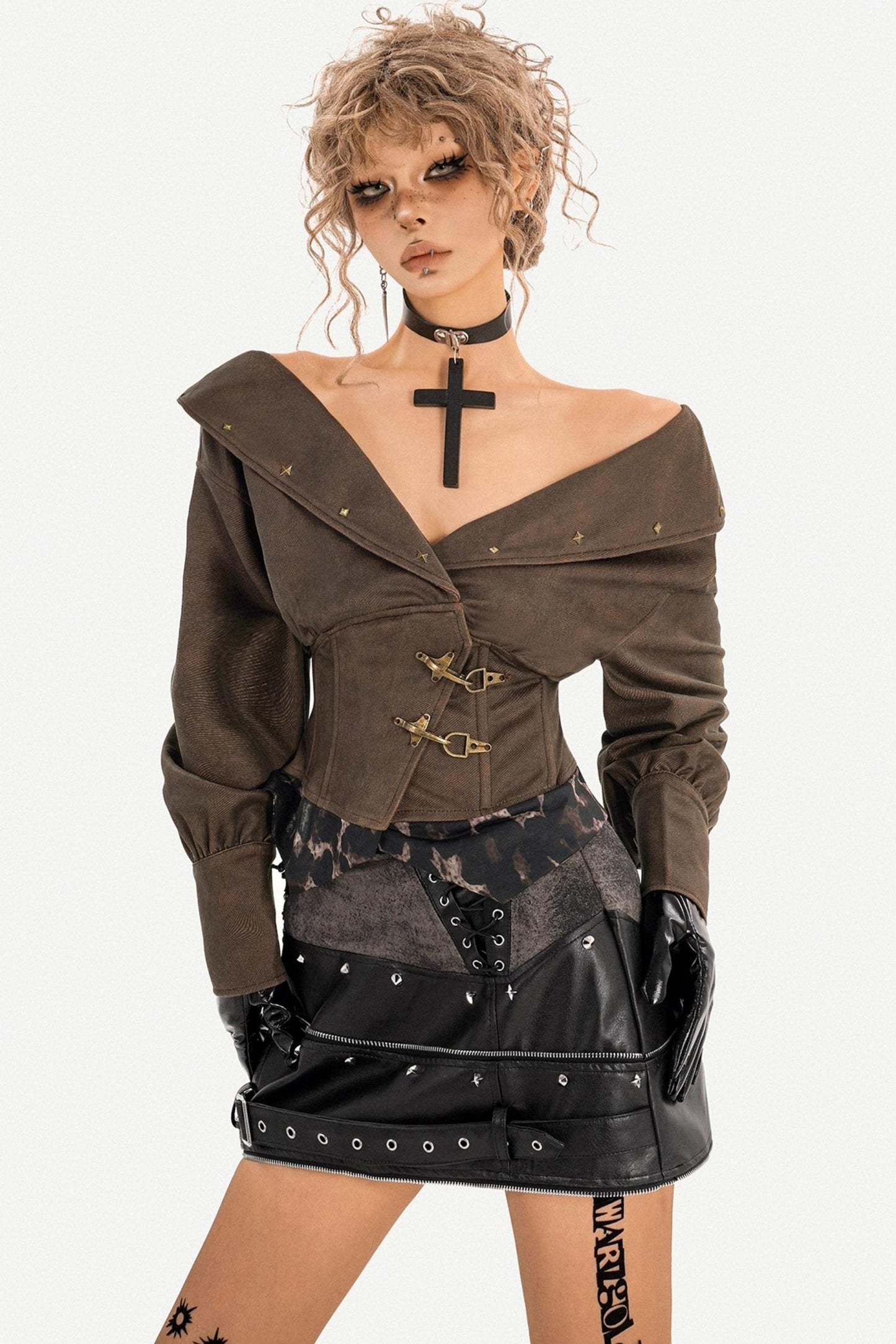 Retro Deep V-Neck Waist Top