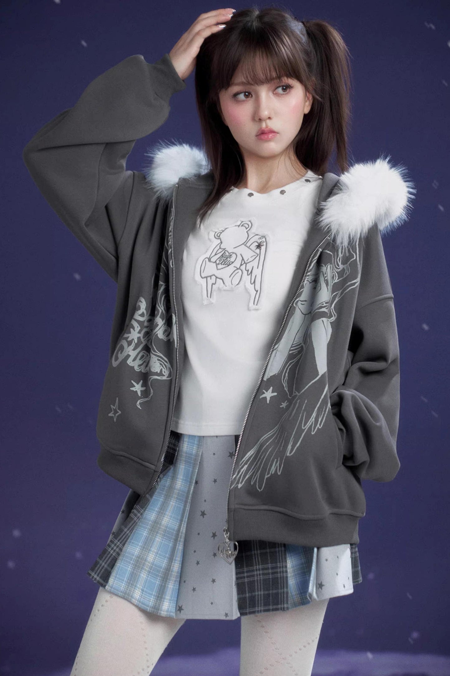 Patchwork Pleated Short Skirt