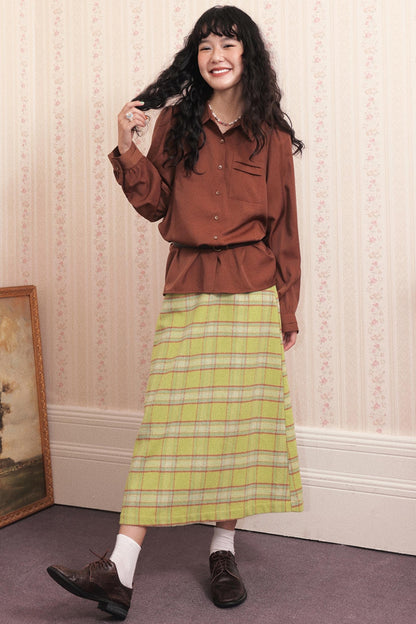 Vintage Pleated Brown Shirt