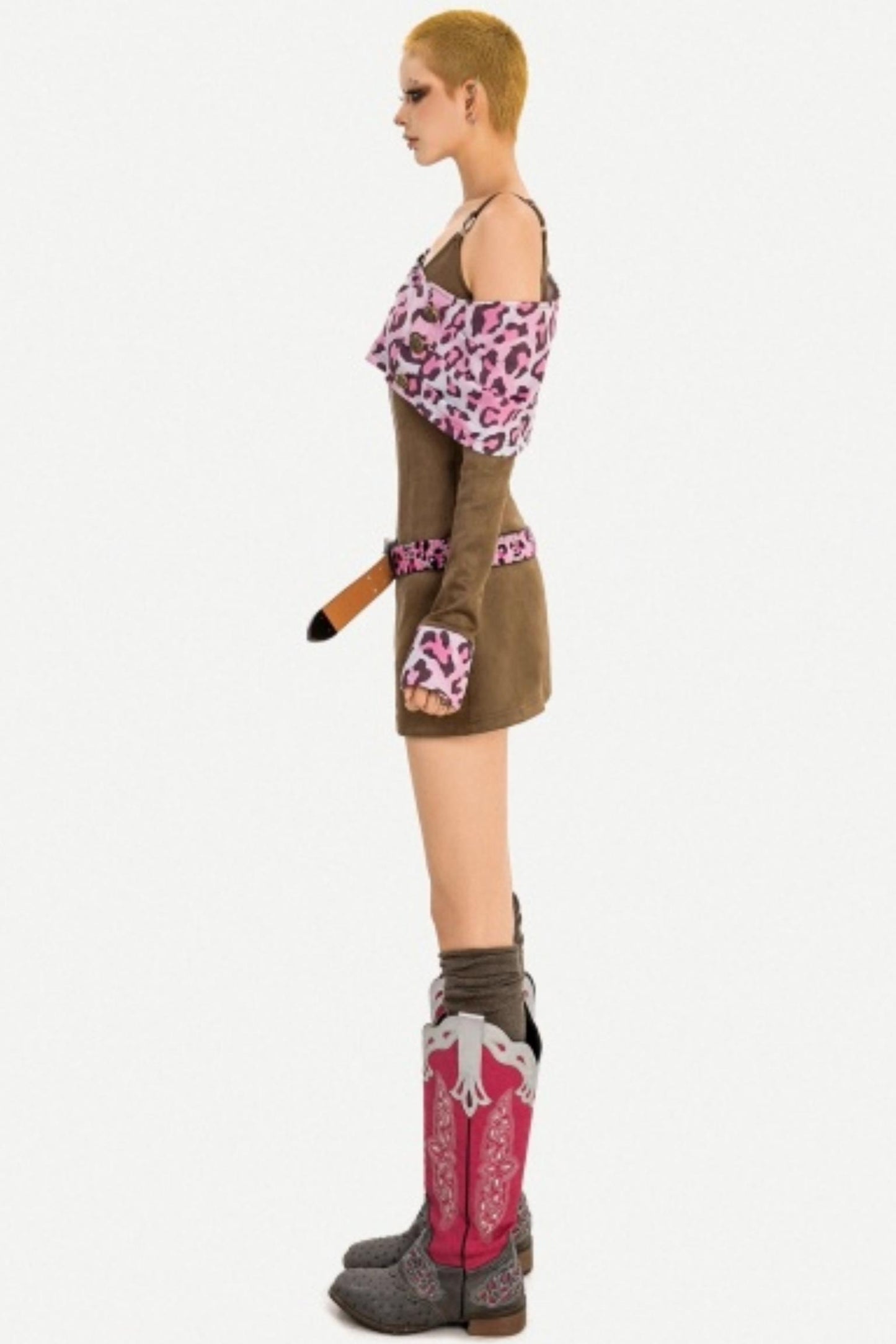 Pink Leopard Patchwork Dress