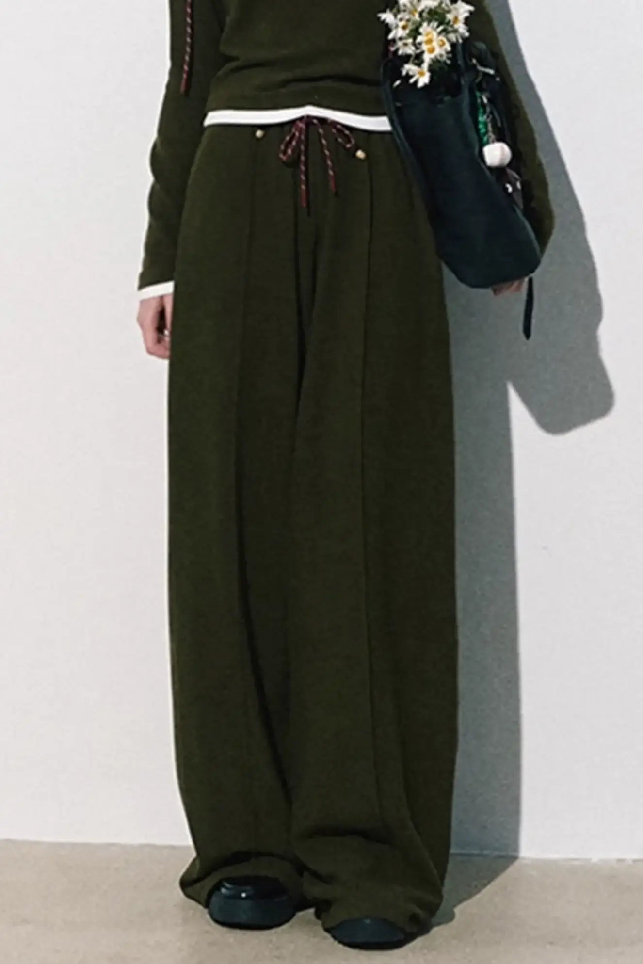 Tears Knit Top & Wide-Leg Pants Set-Up