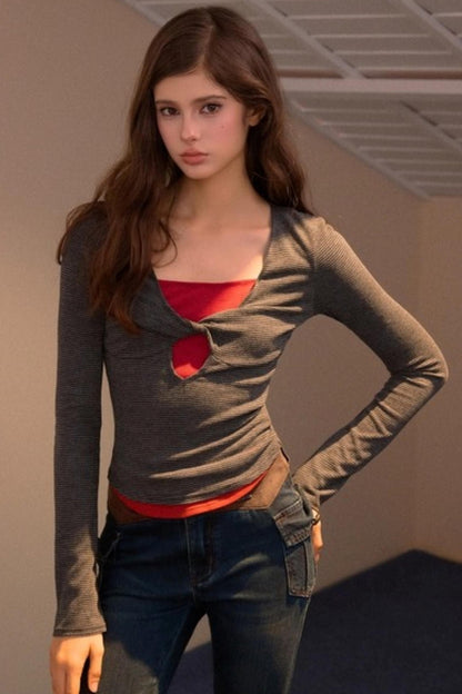 Color-Block Patchwork Base T-Shirt