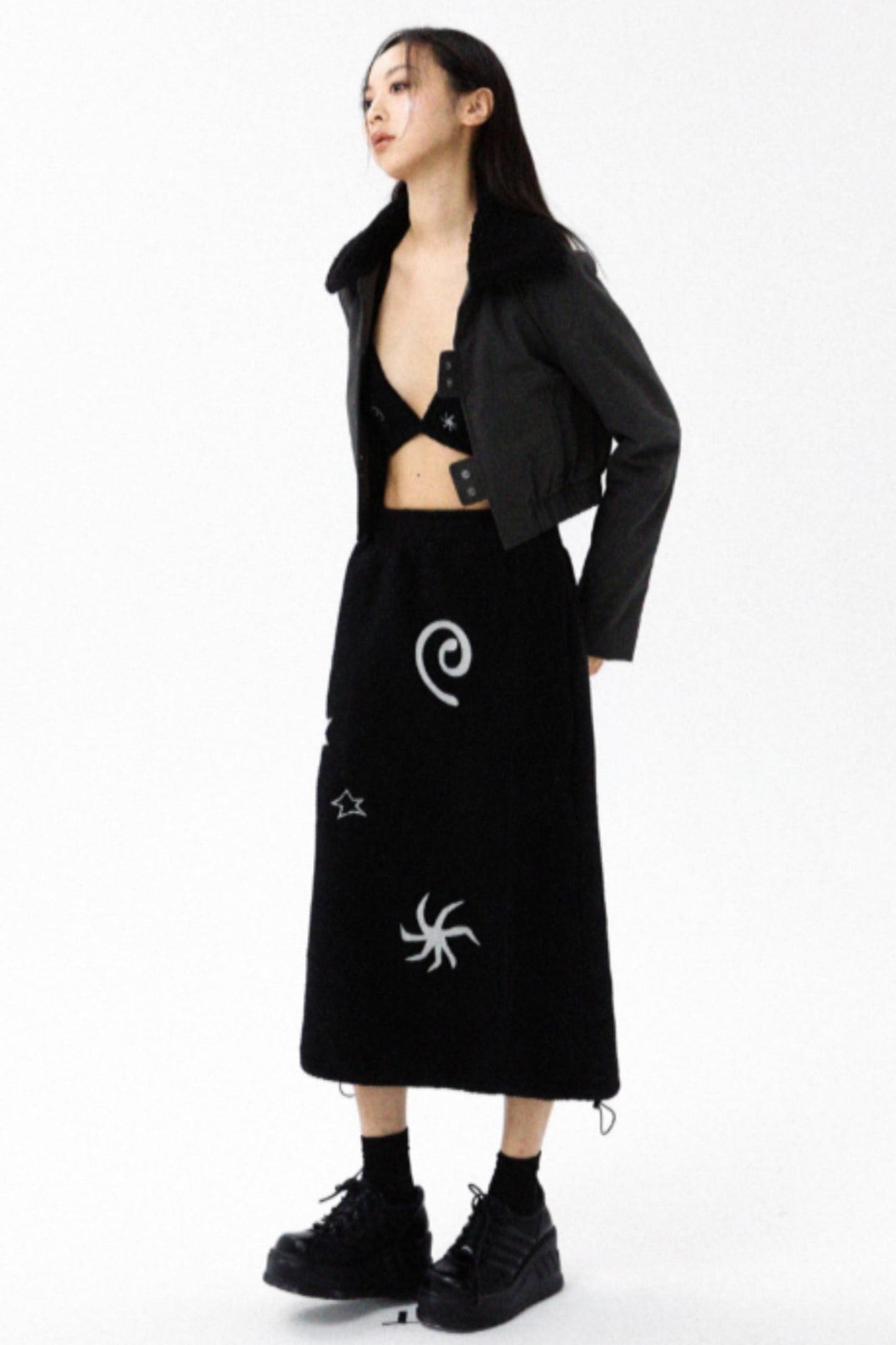 Star-Embroidered Corset Bra