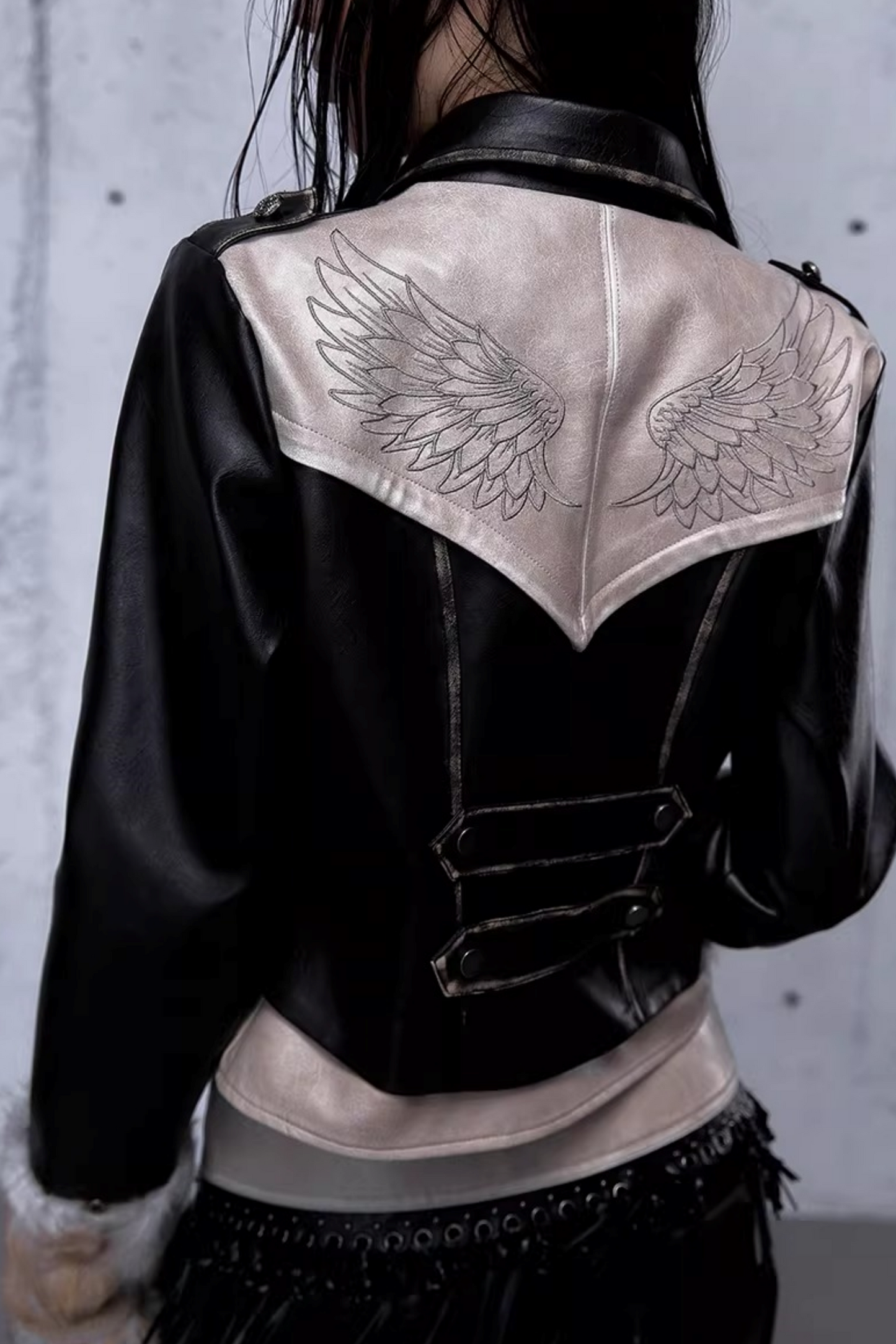 Street Punk Lederjacke im Used-Look