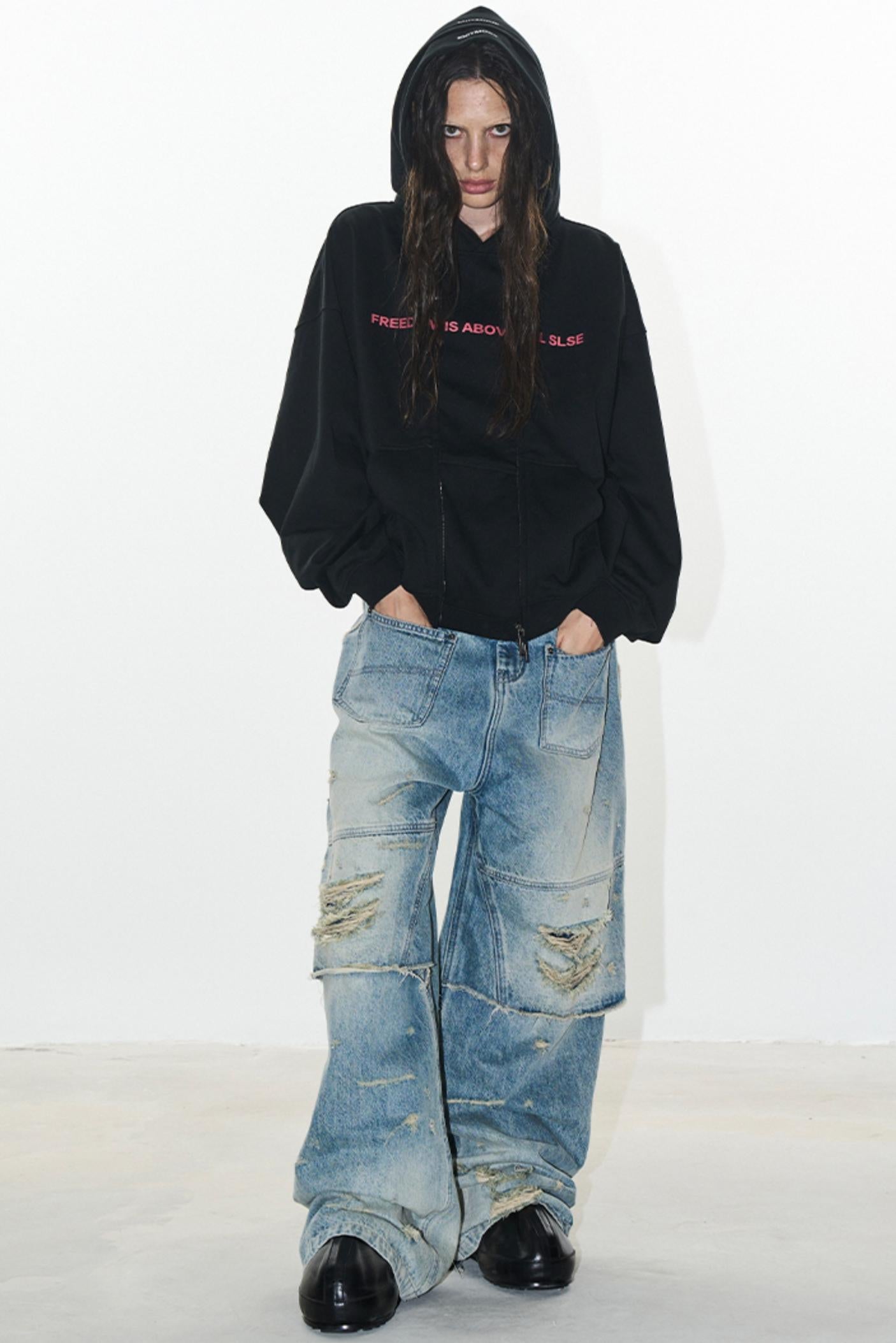 Faux Layered Sweatshirt Jacket