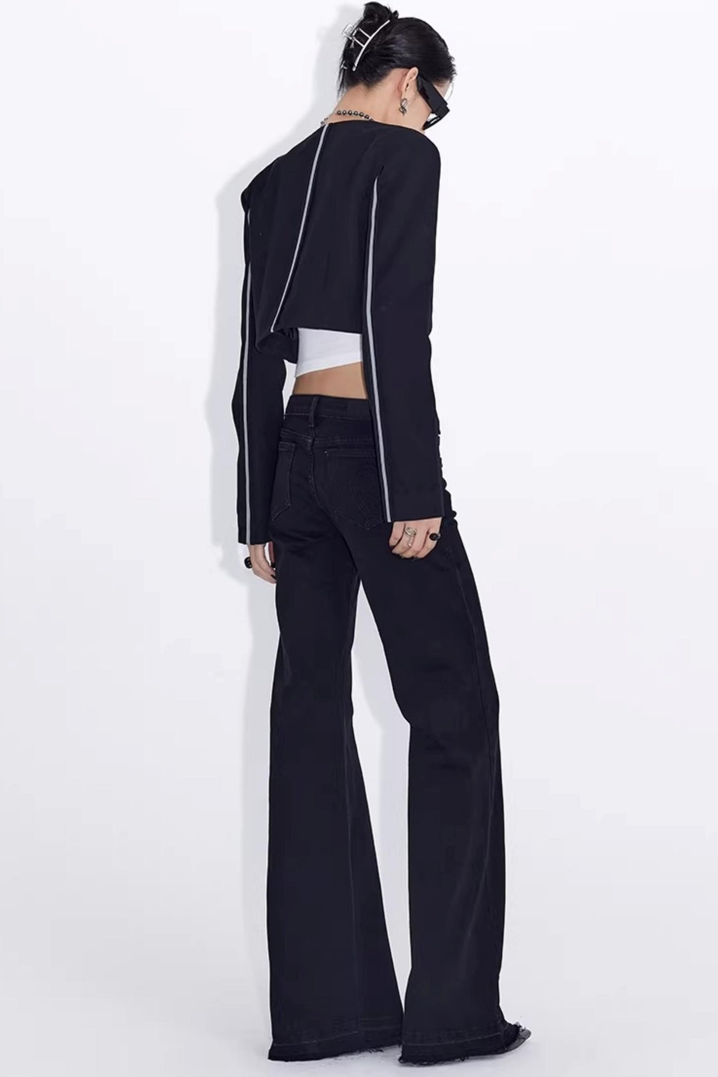 Black Rivet Flared Jeans