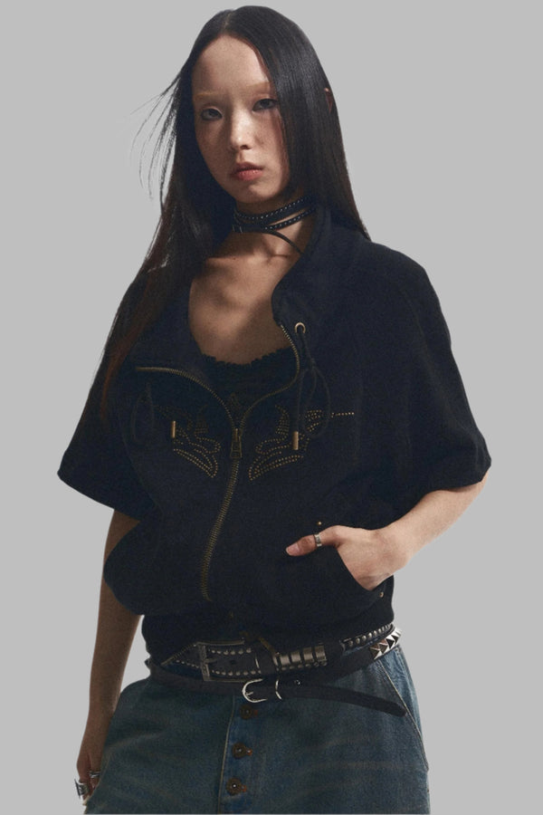 Stand-Up Collar Short Sleeve Coat