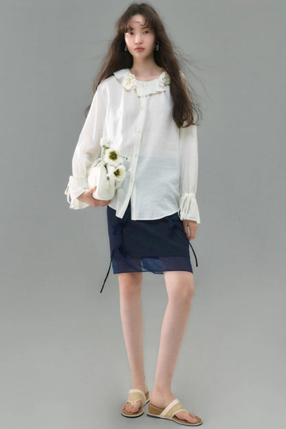 Denim Patchwork Organza Skirt