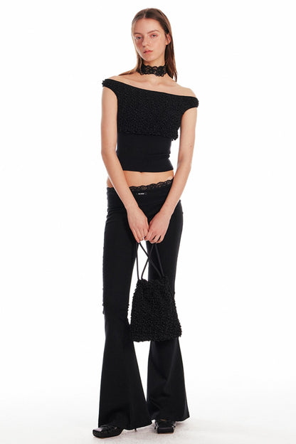 Black Lace Flare Pants