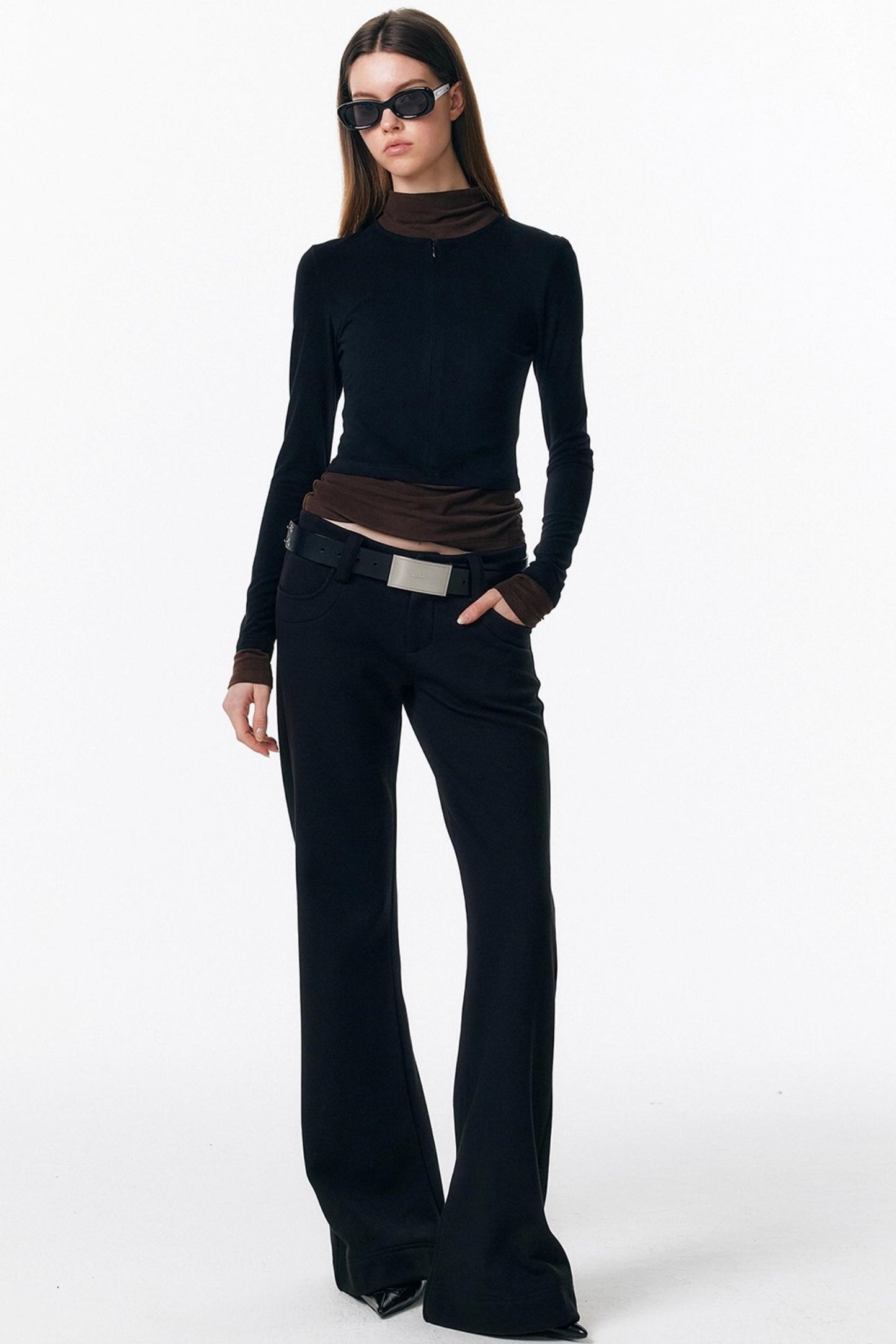 Velvet-Feel Color-Blocked Top