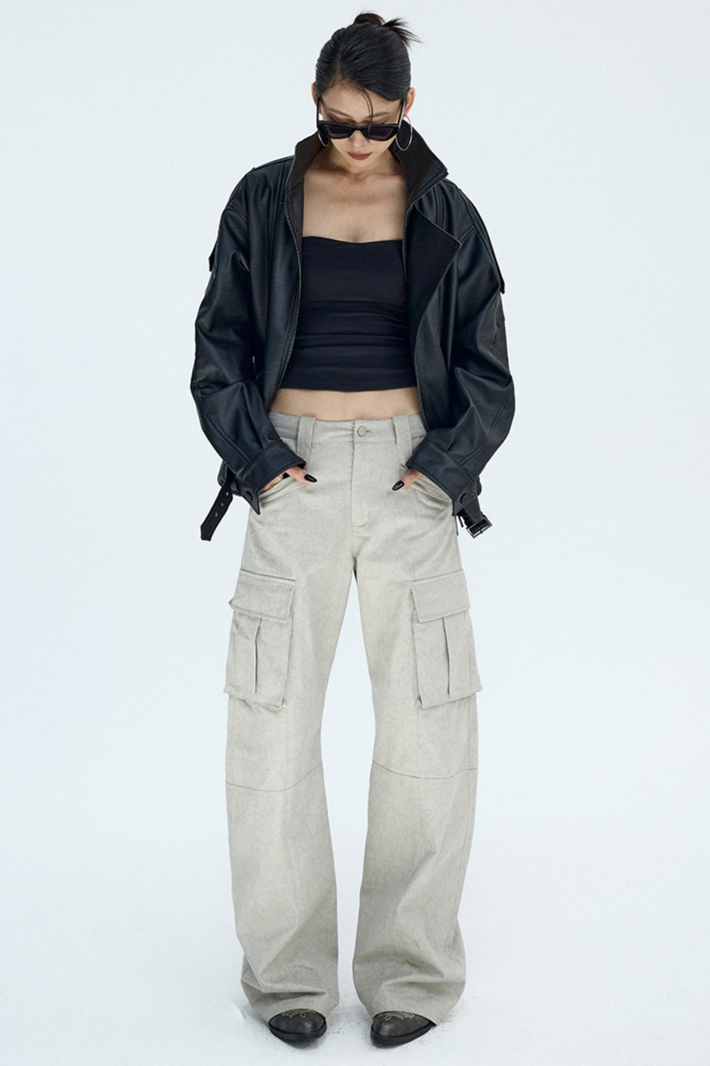 Retro Distressed Glacier Cargo Pants
