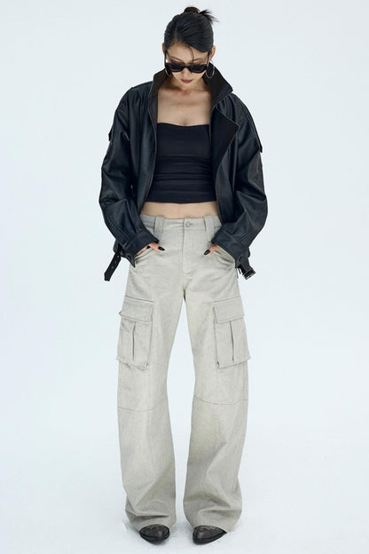 Retro Distressed Glacier Cargo Pants