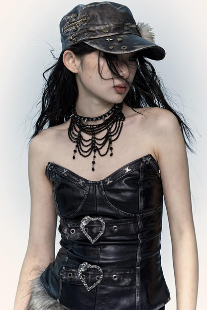 Punk Studded Leather Flat Cap