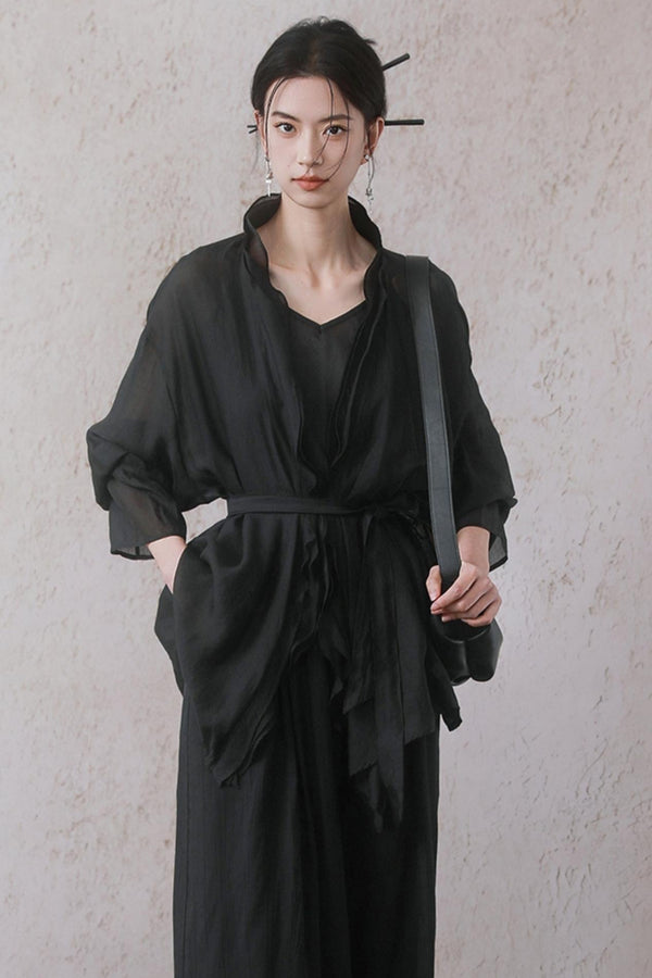 Elegant Sheer Black Two-Piece Set