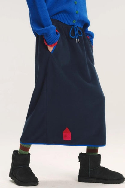 Embroidered Color-Block Skirt