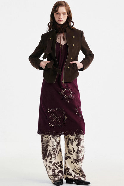 Beige Floral Scimitar Pants