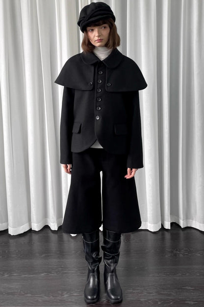 Black Cropped Wide-Leg Pants